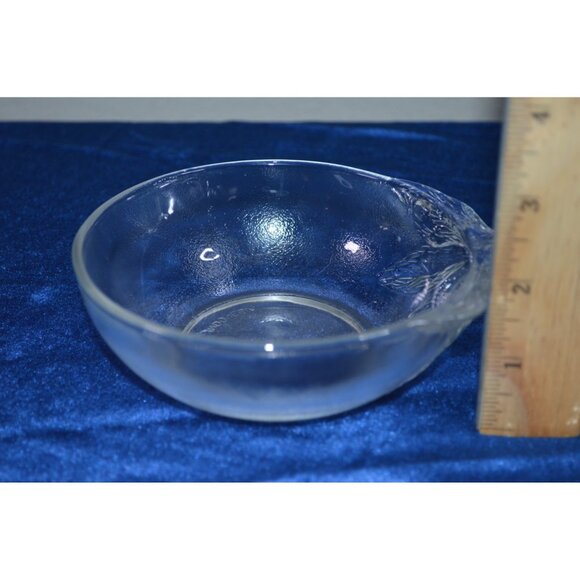 Vintage Indonesia Clear Glass Orange  Shaped Bowl Fruit Dish Embossed Leaf READ - Picture 2 of 9